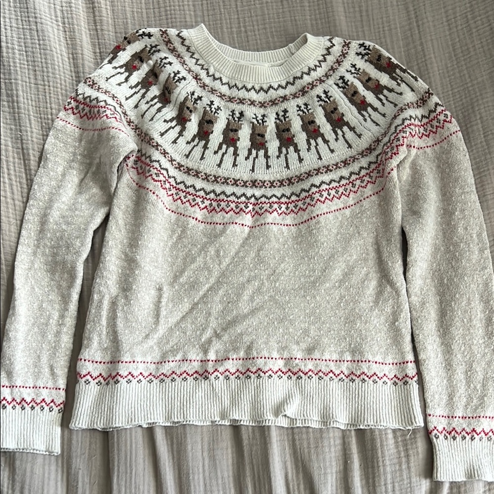 Women's Festive Reindeer Sweater - White H&M